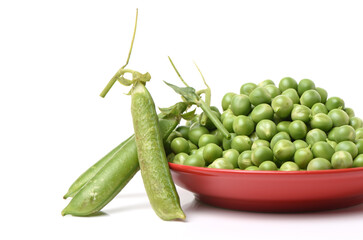 Fresh peas isolated on white background 