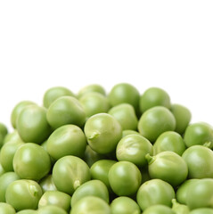 Fresh peas isolated on white background 