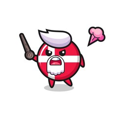 cute denmark flag badge grandpa is getting angry