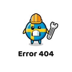 error 404 with the cute sweden flag badge mascot