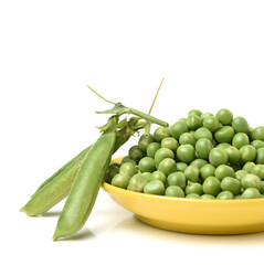 Fresh peas isolated on white background 