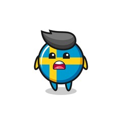 sweden flag badge illustration with apologizing expression, saying I am sorry