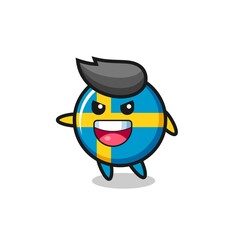Obraz premium sweden flag badge cartoon with very excited pose