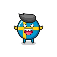 illustration of evil sweden flag badge mascot character