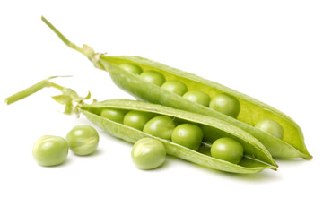Fresh peas isolated on white background 