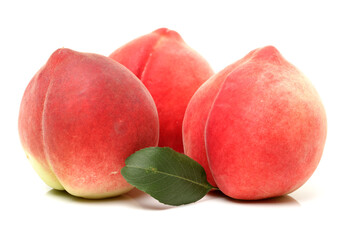ripe peach on white background