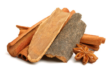 Various seasonings on white background 