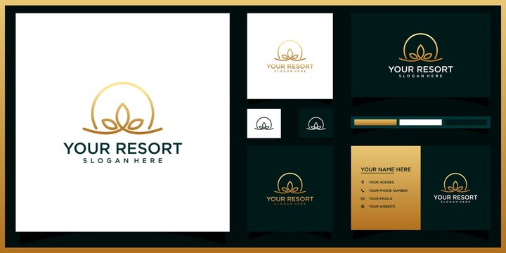 creative building resort logo design, logo and business card design reference 