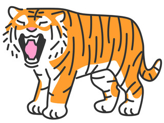 吠えているようにあくびをする虎