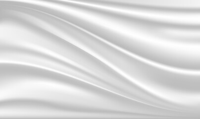 Abstract luxury silk, liquid wave or satin velvet material background. Abstract background with silk cloth texture, Shiny satin fabric with waves and drapery. White silk cloth fabric wave.Vector EPS10