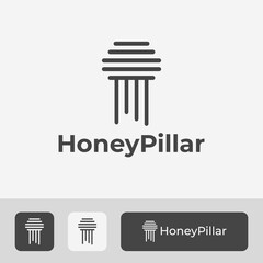 unique pillar logo vector with honeycomb combination