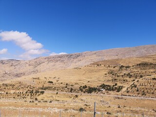 Dry and yellow land at Hermon Valley