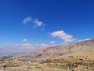 Fototapeta na wymiar landscape with blue sky at hermon mountain, Lebanon-Syria