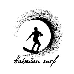 surfer on the wave vector illustration