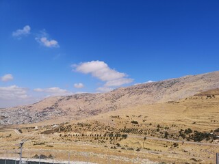 Plakat a valley and mountain of Hermon in the mediterrean area