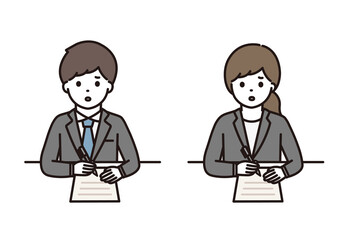 ビジネスマン ビジネスウーマン メモ 困惑