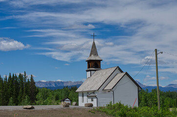Fototapeta na wymiar Church in the Village of the Mountains