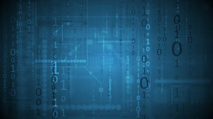 Dark blue technology background with binary code