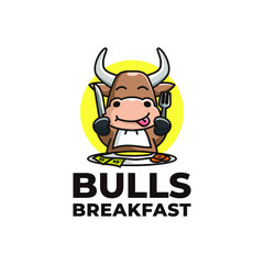 AWESOME BULL BREAKFAST LOGO TEMPLATE