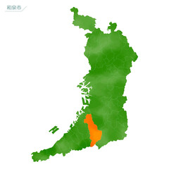 水彩風の地図　大阪府　和泉市