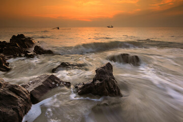 sea ​​waves in the morning.