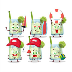 Happy Face guaro cartoon character playing on a beach