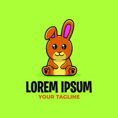 CUTE BROWN RABBIT LOGO TEMPLATE