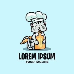AWESOME CUTE CHEF CAT LOGO TEMPLATE