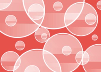 複数の円が広がる透明感のある赤色の抽象背景