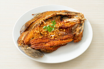 Fried Sea Bass Fish with Garlic