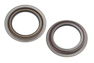 Oil seals edge steel for Industrial and objects in industry on white background.