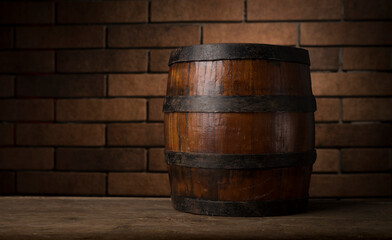 Old wood table with smoke in the dark background.