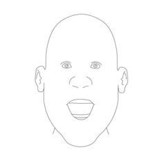 The contour of the face of a smiling man isolated on a white background. Vector illustration