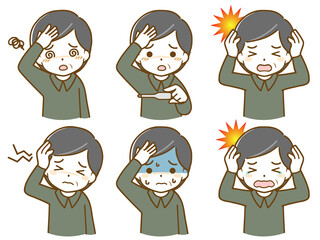 頭痛がしている中年男性