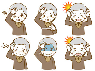 頭痛がしている高齢男性