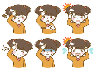 頭が痛い幼い少女