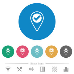 GPS location OK flat round icons