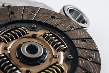 Automotive clutch disc, auto parts, close up