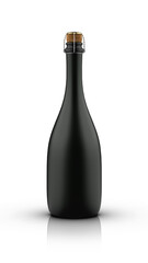 Mockup template design of a champagne wine bottle. Isolated on white background. The bottle used for champagne, chardonnay, and white wine, place your design and use for presentations. 3D rendering. © Antro_Nero