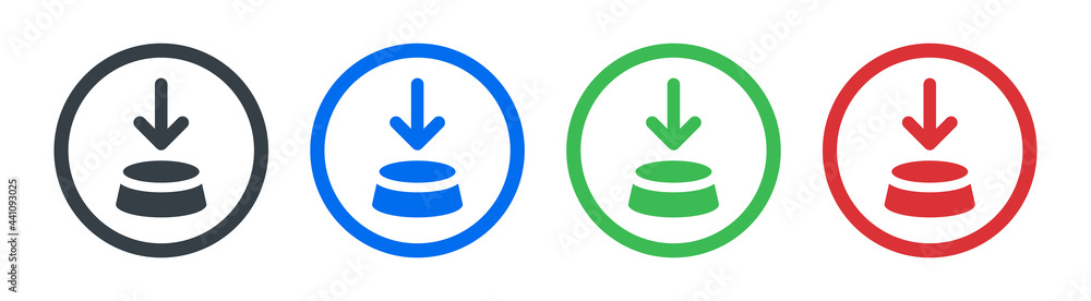 Poster Click or press icon. Arrow pointer to button icon vector illustration.