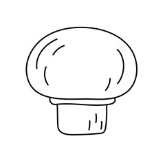 Mushroom champignon. Vegetable sketch. Thin simple outline icon. Black contour line vector. Doodle hand drawn illustration