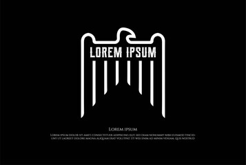 Strong Phoenix Eagle Hawk Falcon Bird Line Outline Logo Design Vector