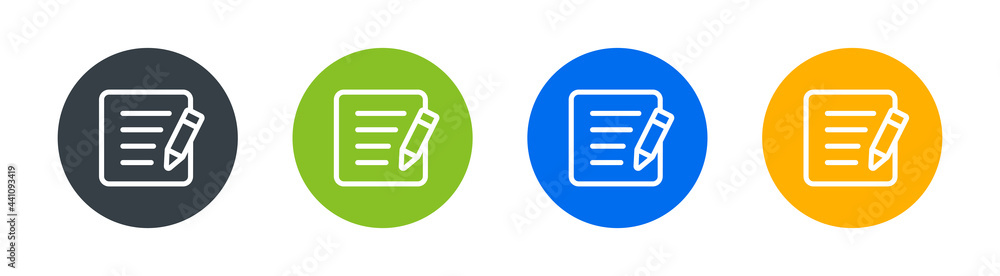 Poster document with pen, form icon sign isolated on white background. note and edit concept.
