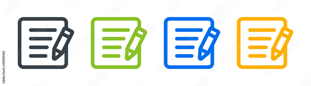 Poster Writing on paper icon. Pencil with document vector illustration. Note and edit symbol.