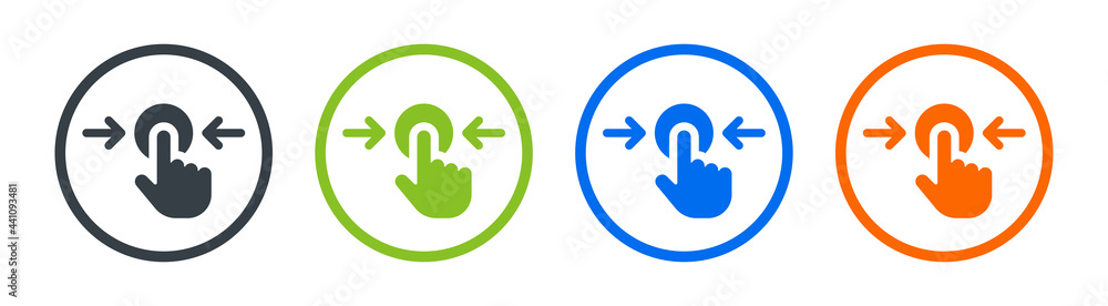 Poster finger gesture pressing button icon sign.