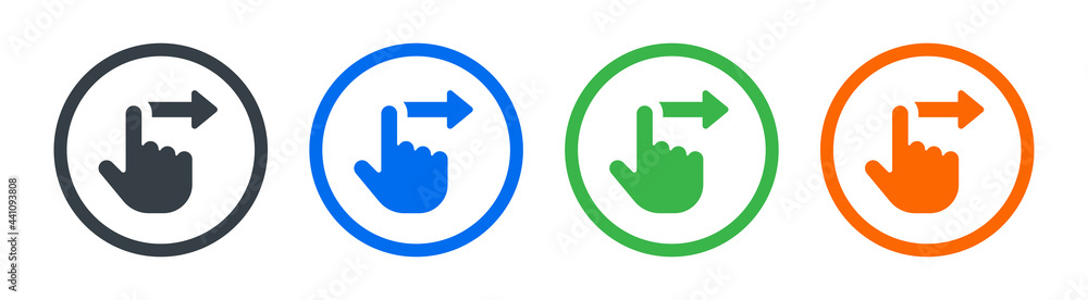 Poster swipe right icon. slide with finger hand gesture icon vector illustration.