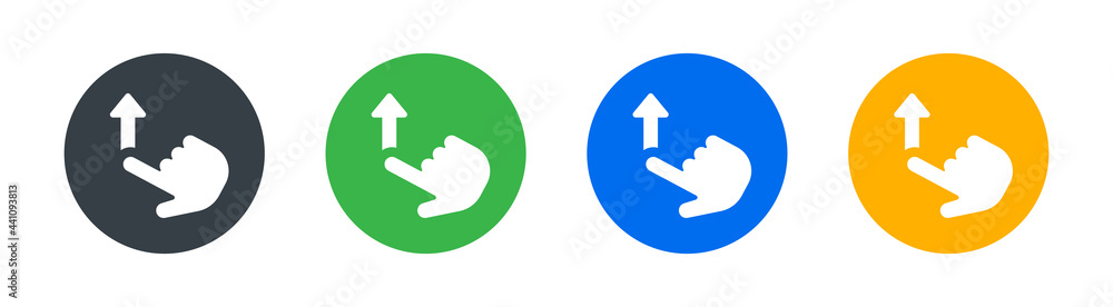 Poster hand with finger swiping up gesture vector icon.