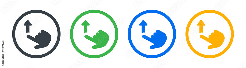 Poster swipe up icon vector illustration. pointing hand with arrow symbol