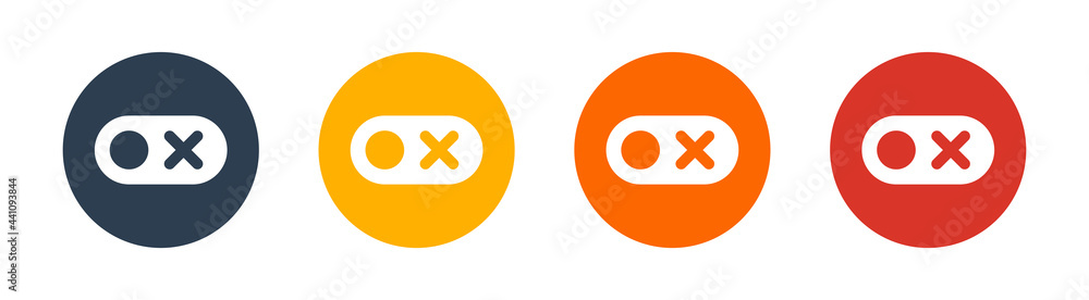 Leinwandbilder Switch off or app slider icon with cross symbol on circle button. Inactive concept