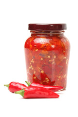 hot peppers in jar